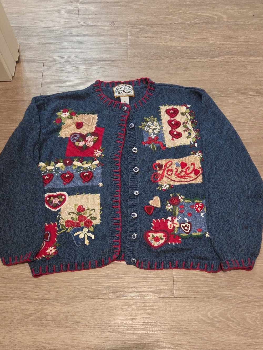 Heirloom Collectable Embroidered Button-Front Cardigan